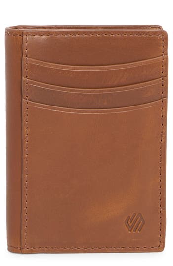Johnston & Murphy Hunter Glazed Leather Money Clip Wallet In Brown