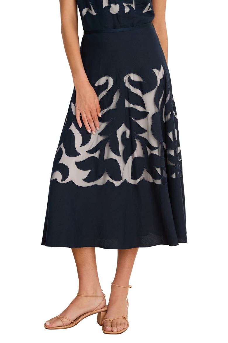 Antibes Linen Blend Cutout Skirt, Main, color, DARK INDIGO