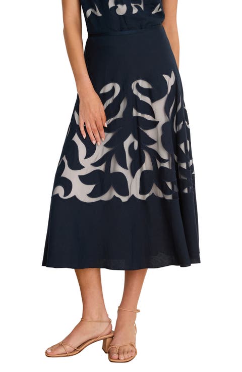 Antibes Linen Blend Cutout Skirt