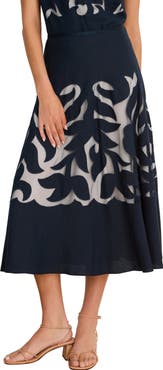 NIC+ZOE Antibes Linen Blend Cutout Skirt