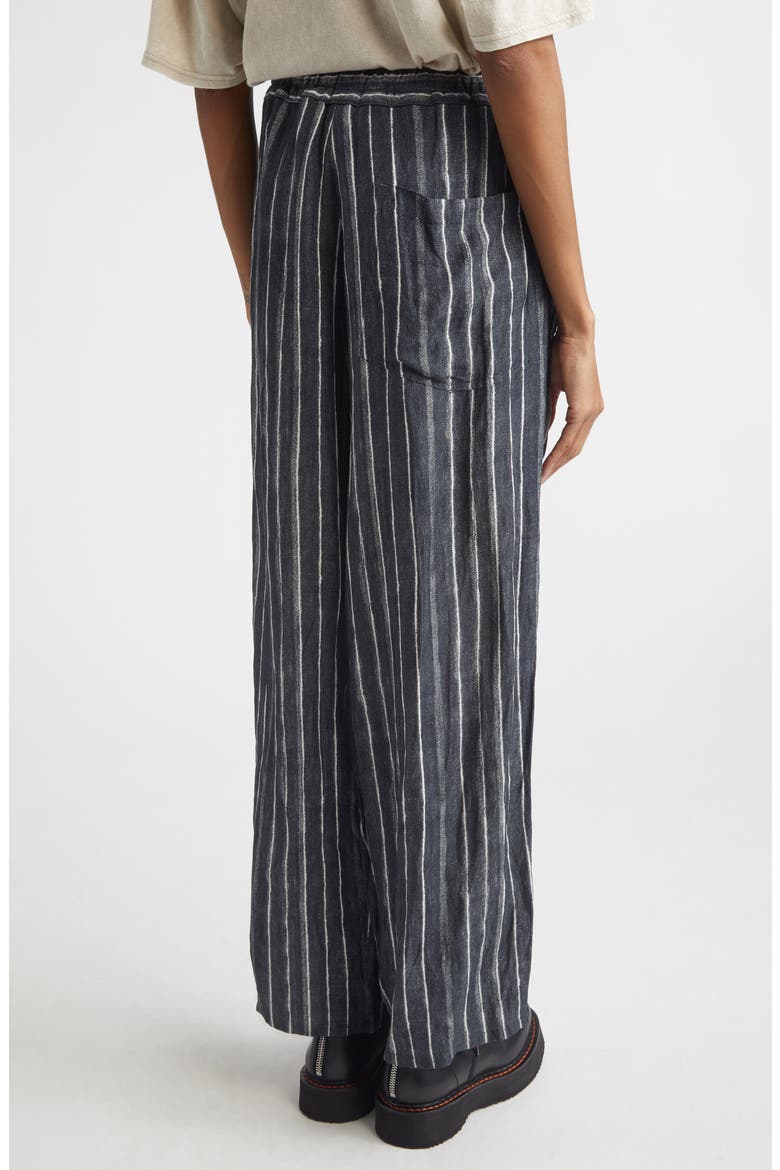 Relaxed Pleated Stripe Drawstring Waist Pants, Alternate, color, DARK GREY WIDE STRIPE