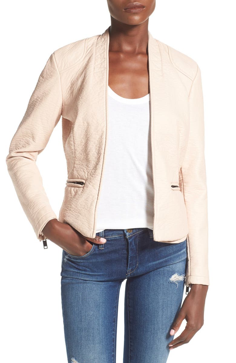 BLANKNYC Faux Leather Open Front Jacket, Main, color, 