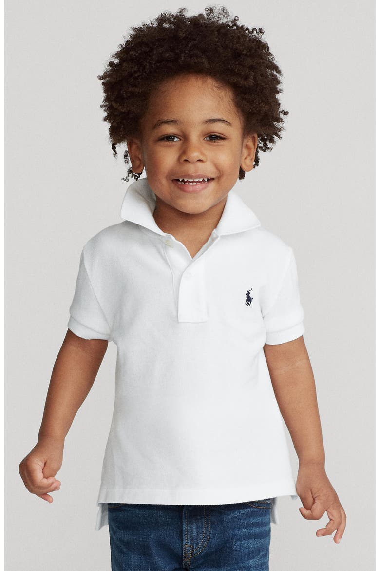 Kids' Solid Cotton Piqué Knit Polo, Alternate, color, WHITE