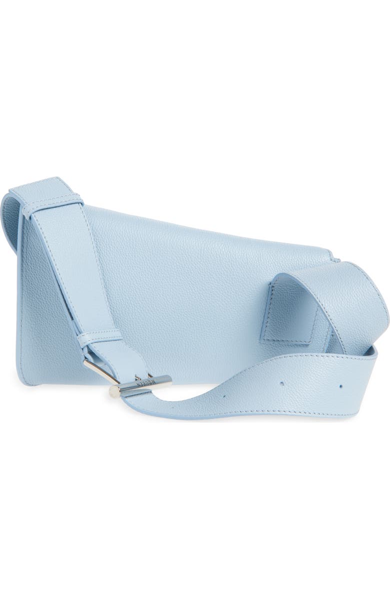 McQueen T-Bar Sling Asymmetric Leather Crossbody Bag, Alternate, color, Shirting Blue/ Silver