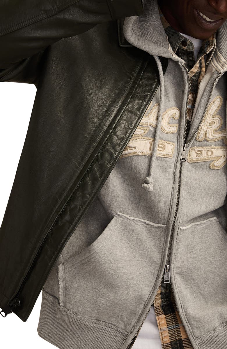 Lucky Brand Logo Appliqué Cotton French Terry Zip Hoodie, Alternate, color, Heather Grey