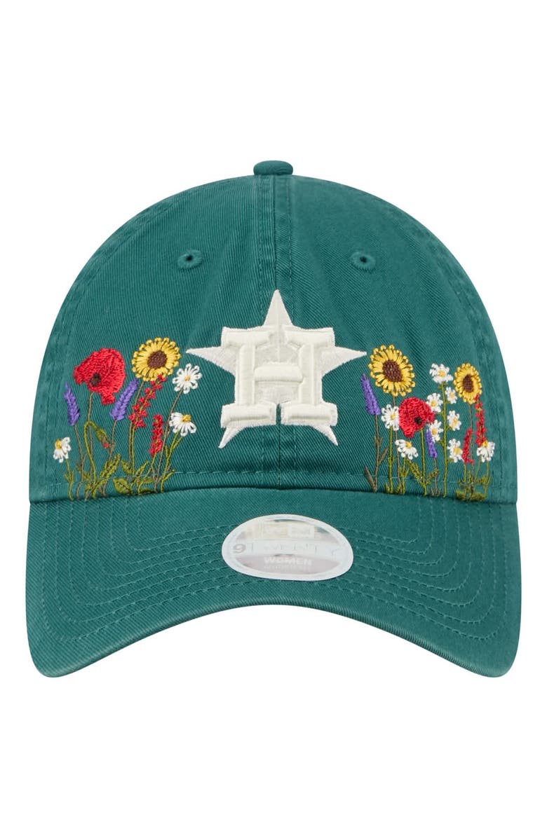 New Era Women's New Era  Dark Green Houston Astros Floral Stitch 9TWENTY Adjustable Hat, Alternate, color, Dark Green