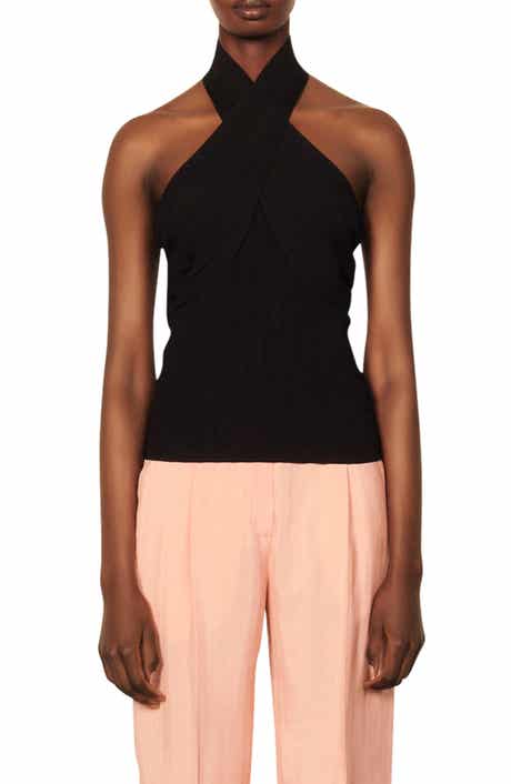SANDRO Twist Crossover Halter Top