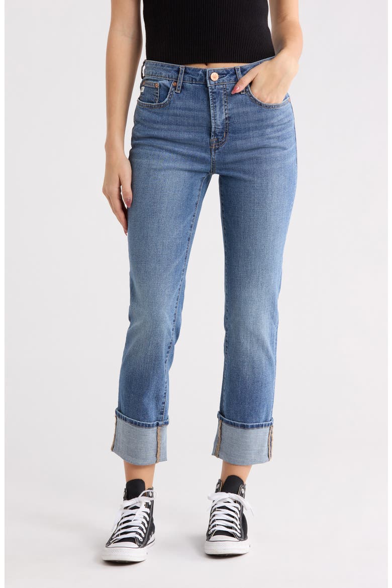 High Waist Cuffed Hem Jeans, Main, color, OCEAN DRIFT