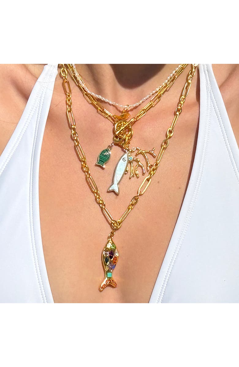 Sequin Scout Fish Pendant Necklace, Alternate, color, Gold Multi