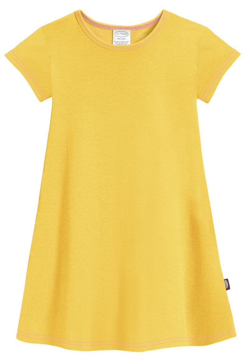 Baby Girls Soft 100% Cotton Knit Jersey Cap Sleeve Dress, Alternate, color, Yellow