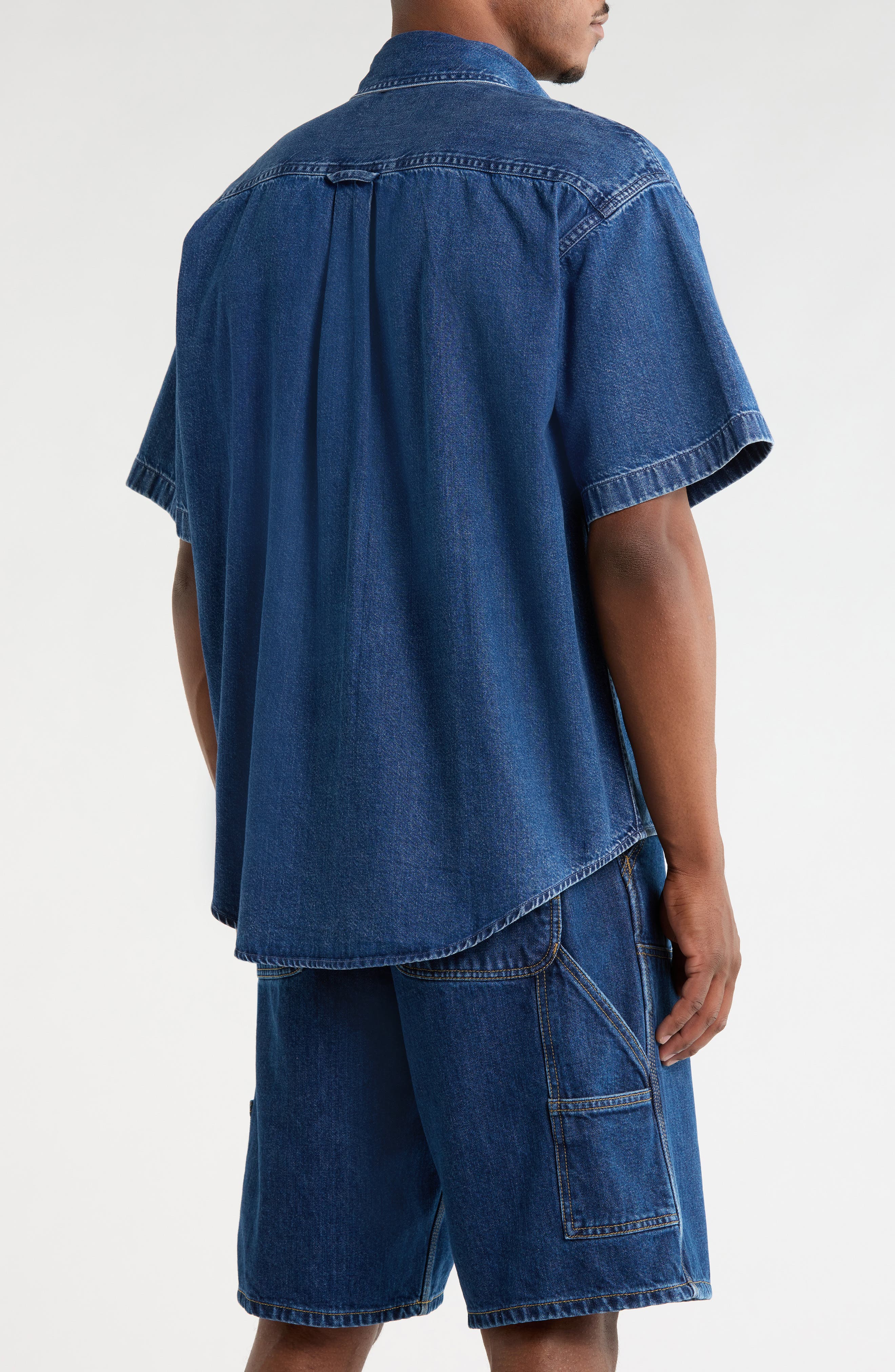 Lucas Short Sleeve Cotton Denim Button-Down Shirt - image 2
