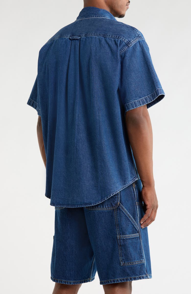 Carhartt Work In Progress Lucas Short Sleeve Cotton Denim Button-Down Shirt, Alternate, color, Stone