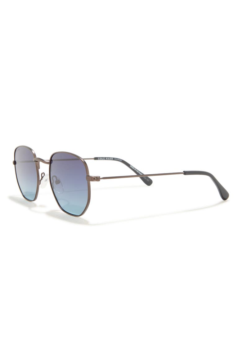 51mm Polarized Angular Round Sunglasses, Alternate, color, GUNMETAL
