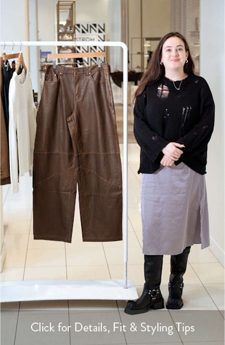 Ajax Faux Leather Barrel Leg Pants, sales video thumbnail