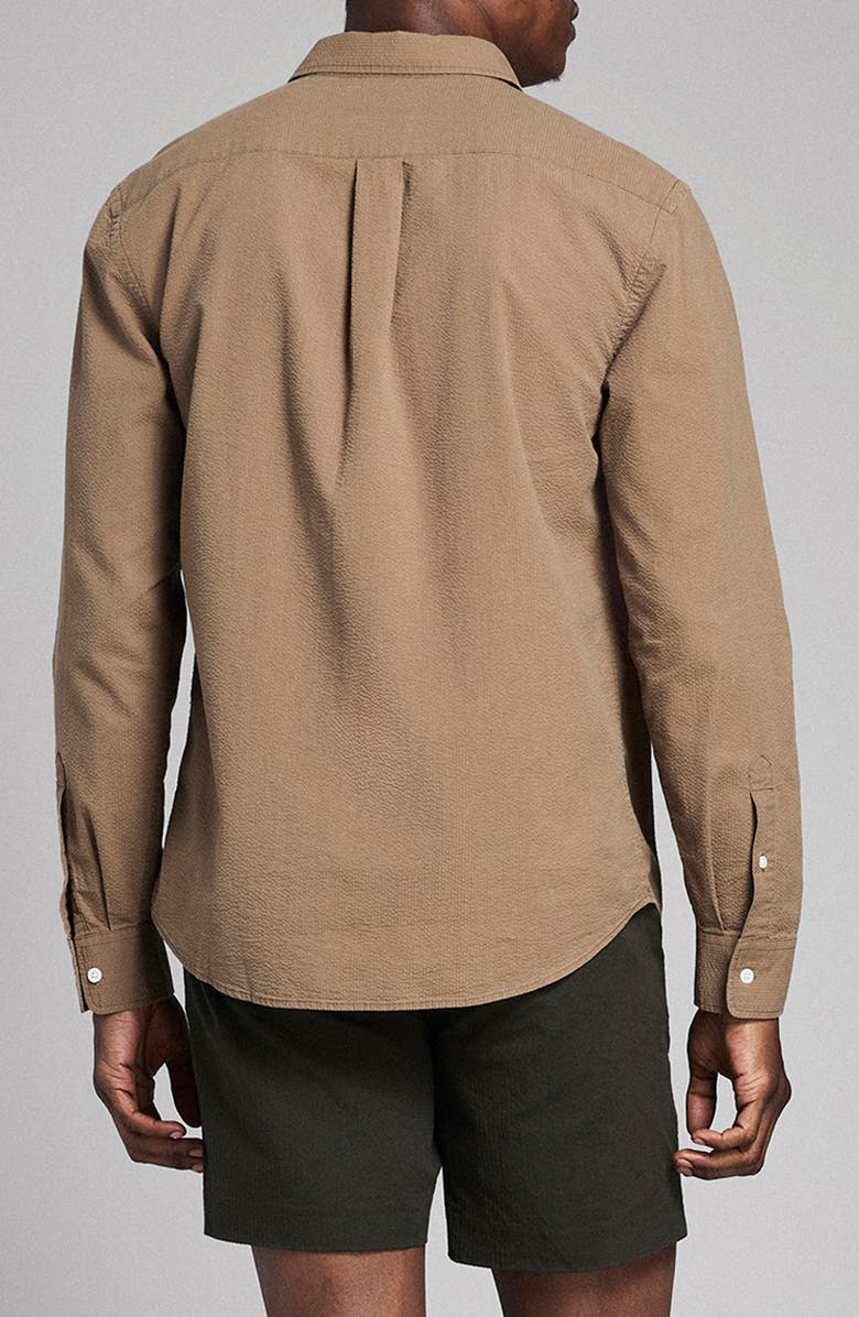 Billy Reid Cedar Seersucker Button-Up Shirt, Alternate, color, Olive Khaki