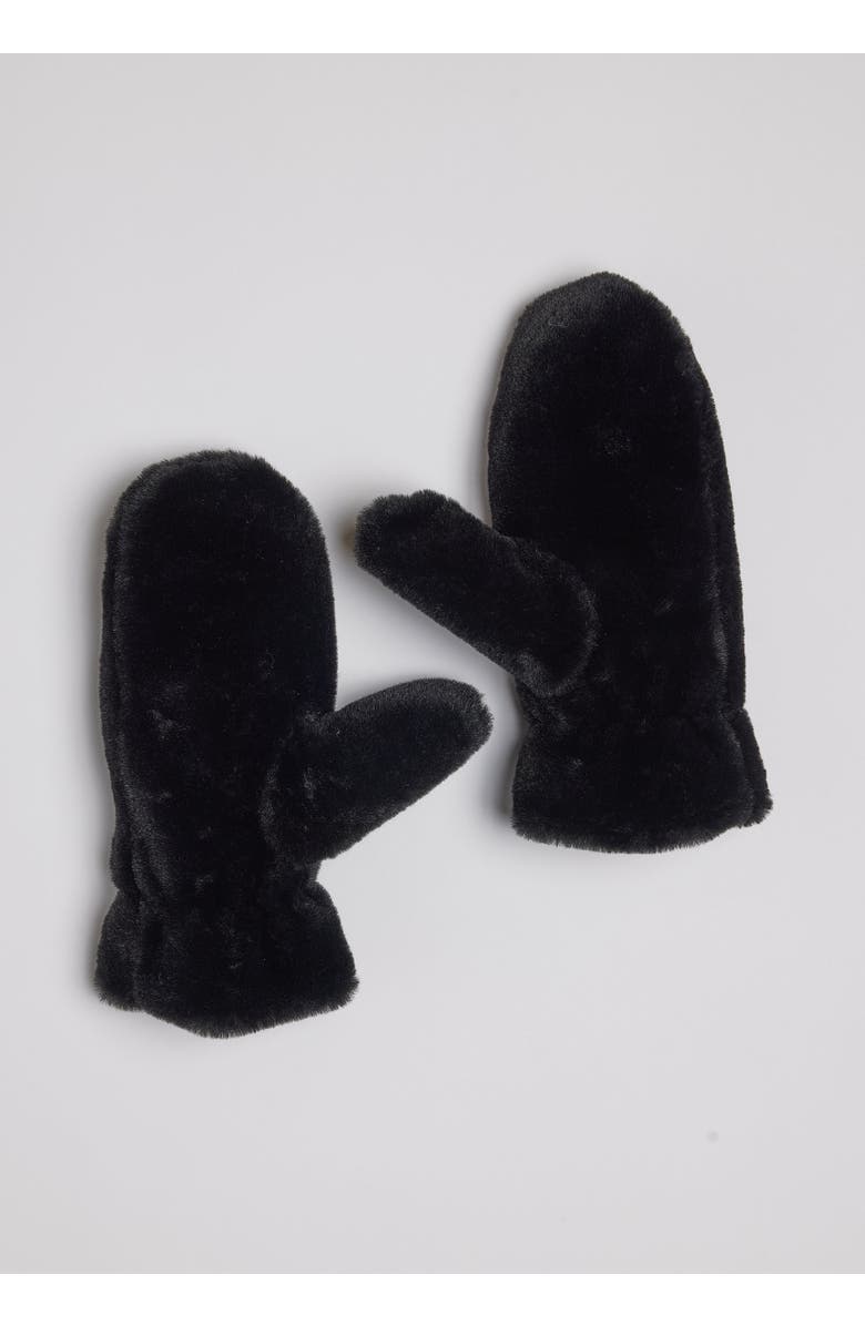Hat Attack Faux Fur Mitten, Main, color, Black