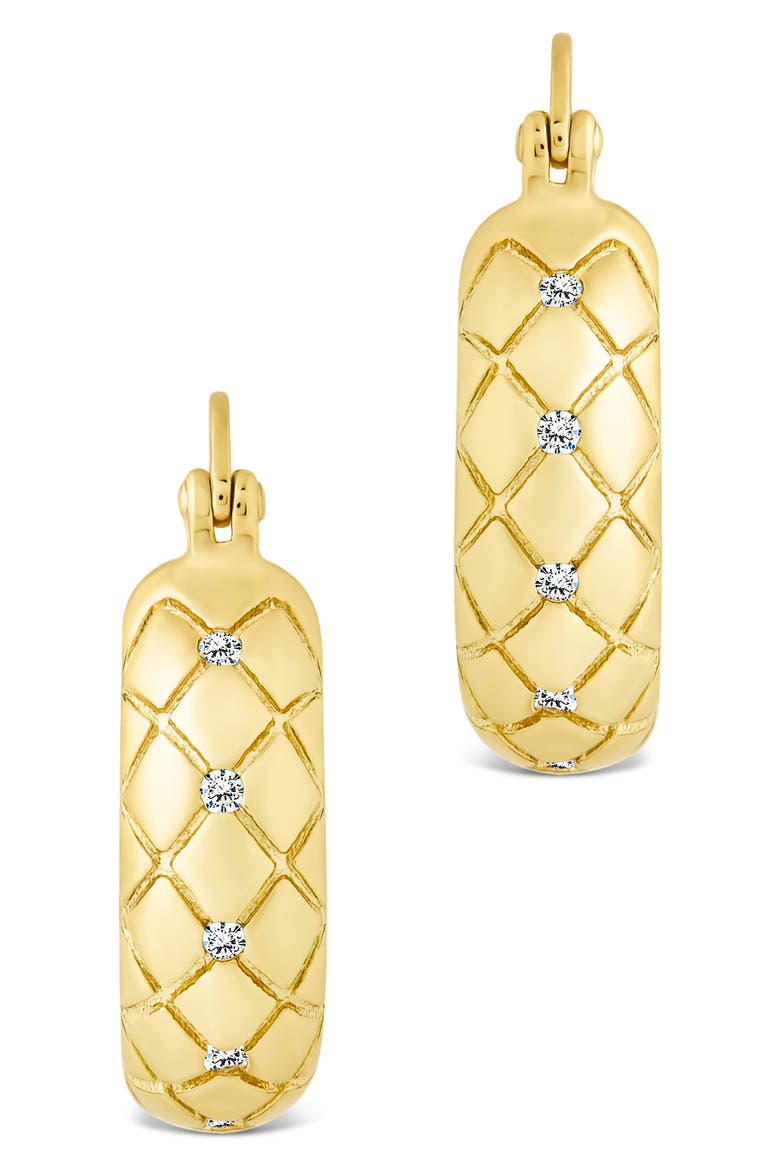 Tamryn Cubic Zirconia Textured Hoop Earrings, Alternate, color, GOLD