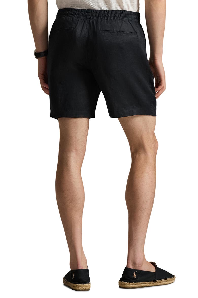 Polo Prepster 6-Inch Drawstring Linen Shorts, Alternate, color, POLO BLACK