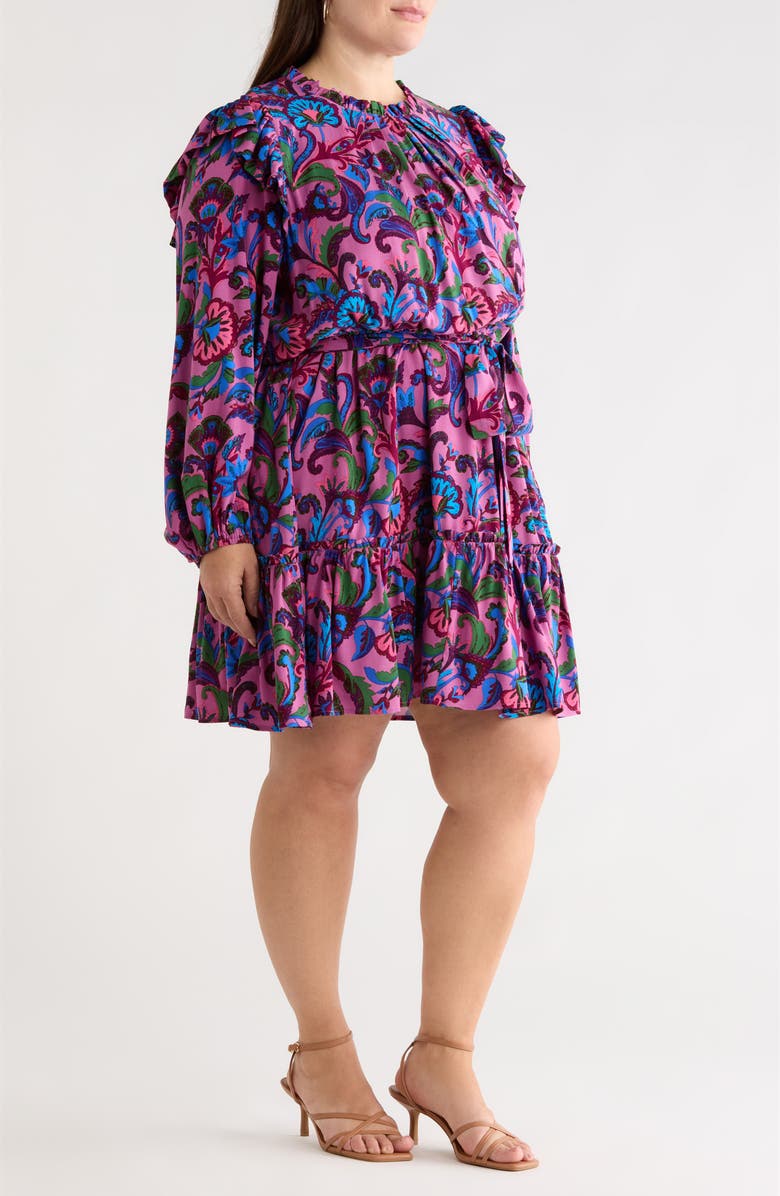 SUGARLIPS Valier Floral Long Sleeve Dress, Alternate, color, Mauve-Multi