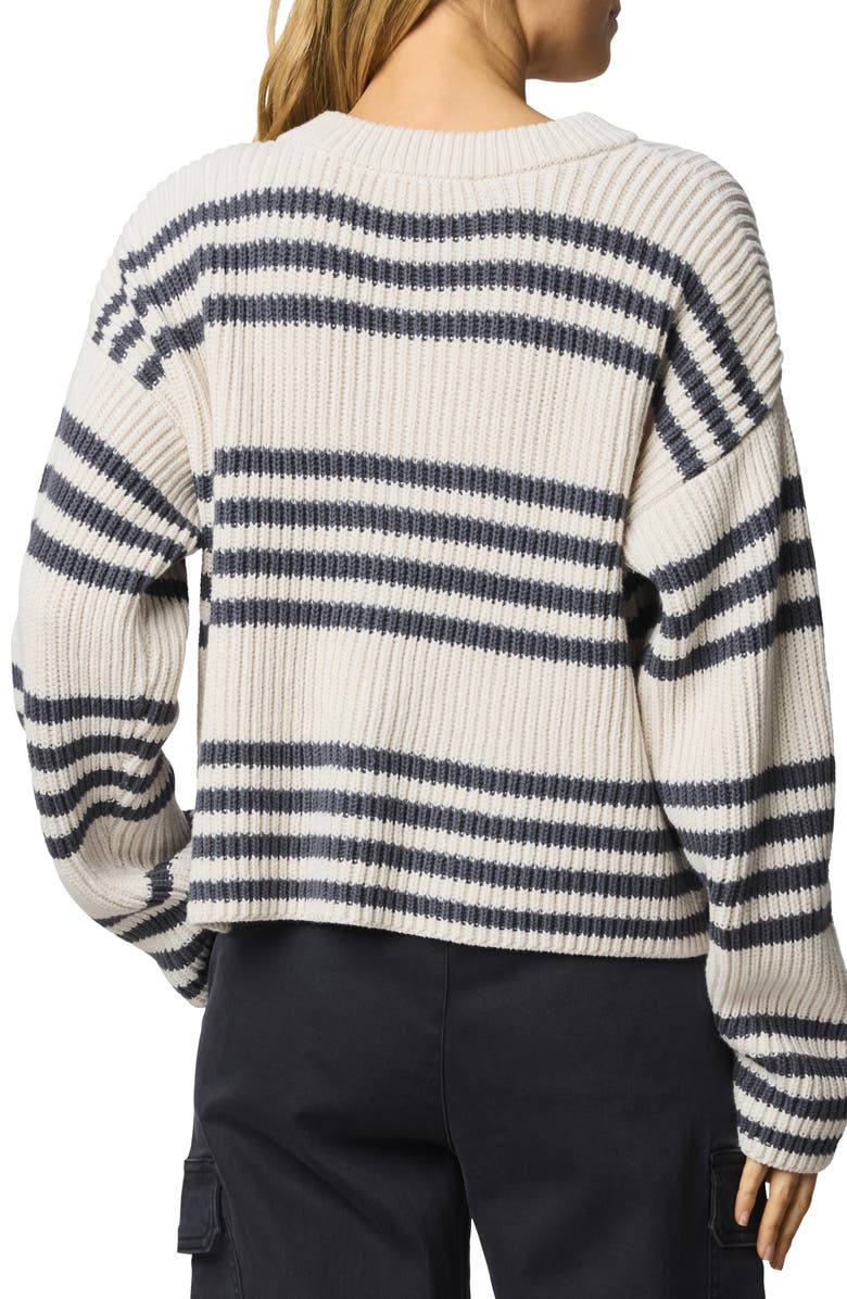 Splendid Alexandra Stripe Cotton Blend Cardigan, Alternate, color, Moonstone Grey/ Ink Blue
