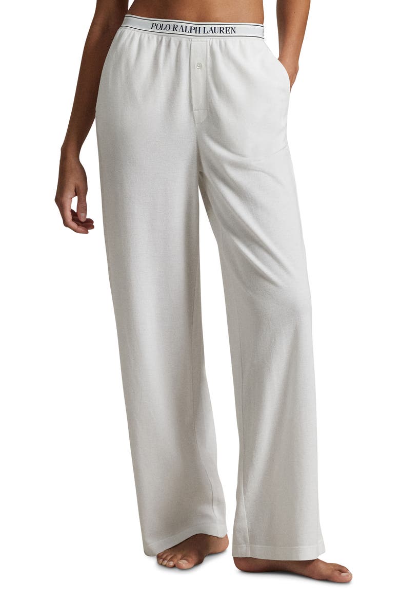 Logo Waistband Cotton & Modal Pajama Pants, Main, color, WHITE CLOUD