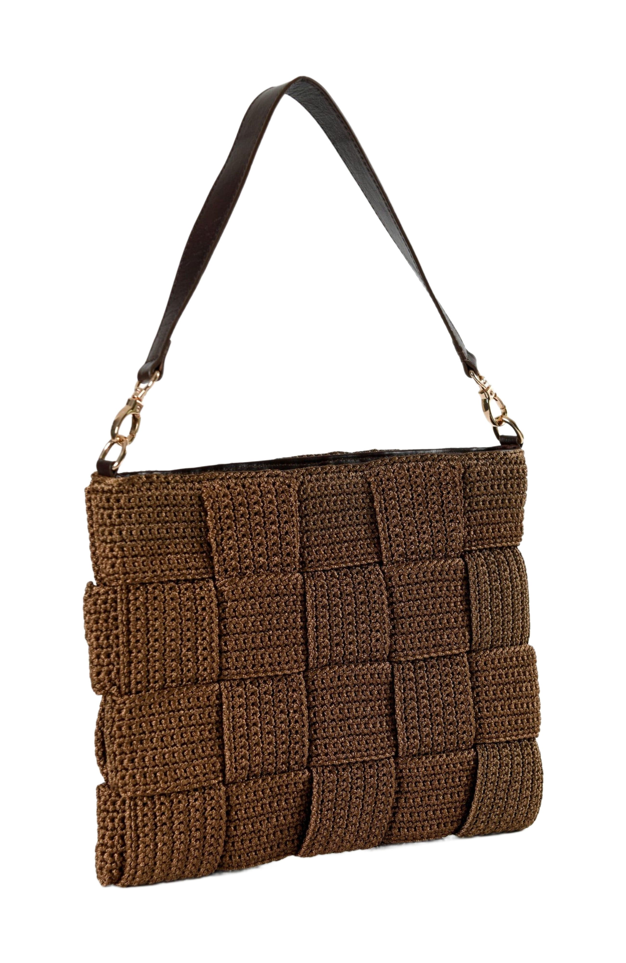 Forever & Always Shoes Paola Hand Woven Patchwork Shoulder Bag with Leather Straps, Alternate, color, 