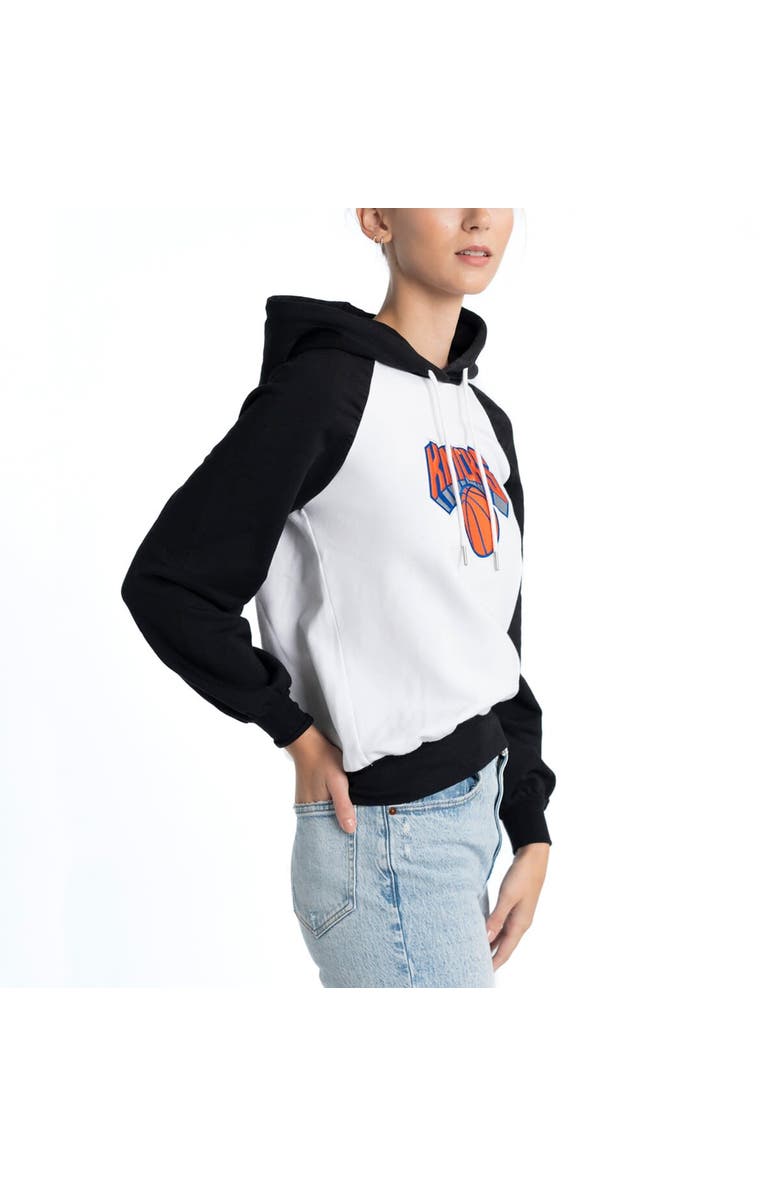 LUSSO Women's Lusso White New York Knicks Marlowe Tri-Blend Raglan Pullover Hoodie, Alternate, color,