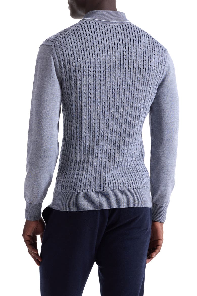 Cable Stitch Cotton Blend Polo Sweater, Alternate, color, NAVY