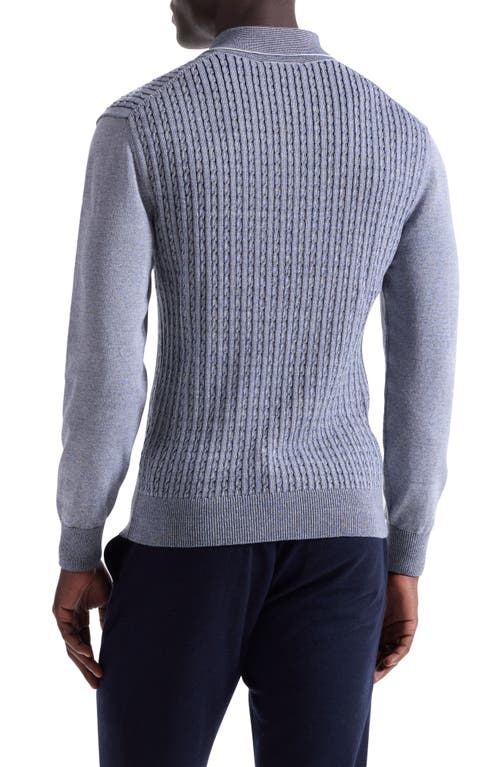 Bugatchi Cable Stitch Cotton Blend Polo Sweater In Blue