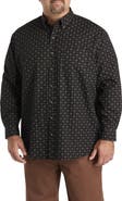 Harbor Bay by DXL Big & Tall Easy-Care Leaf Print Sport Shirt