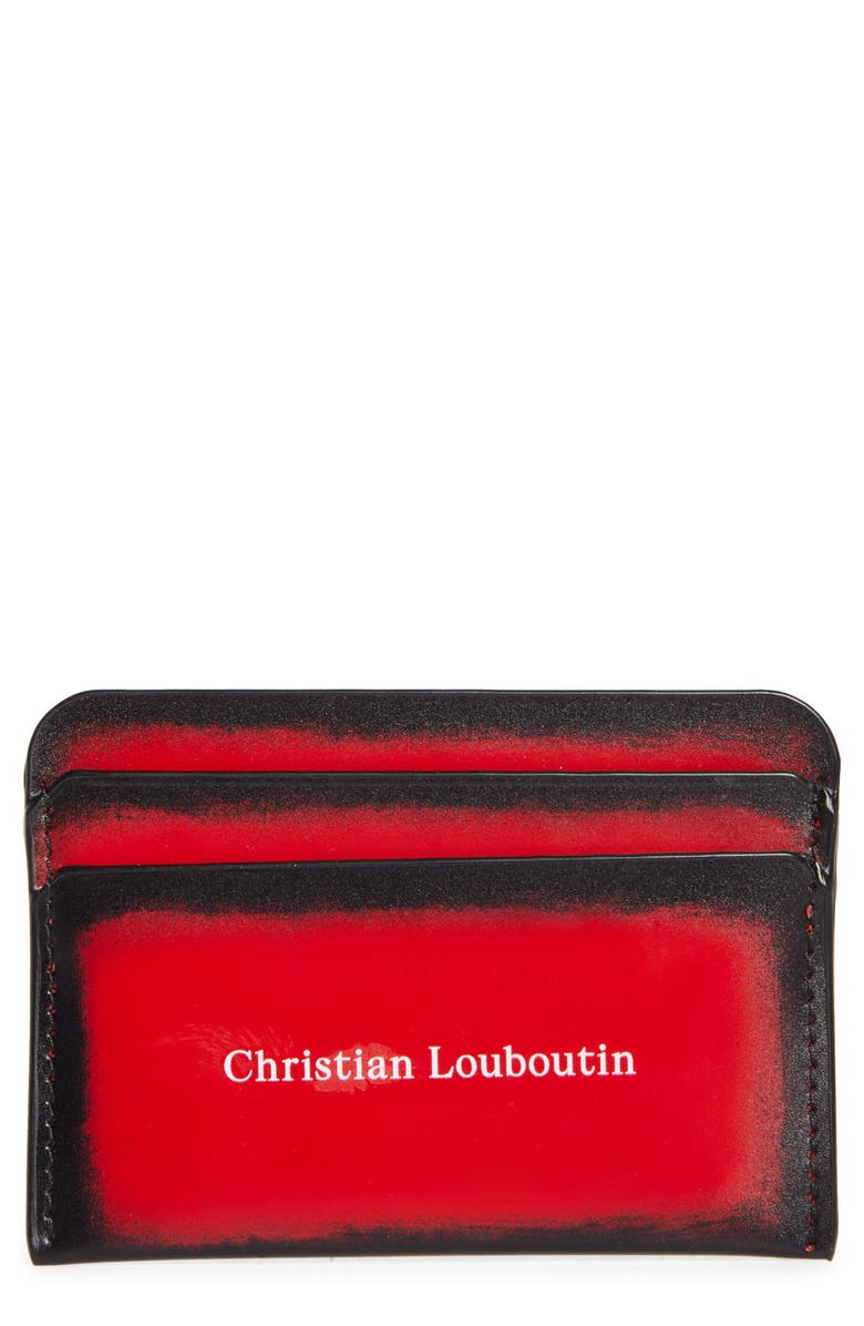 Christian Louboutin The Brushed Leather Card Holder, Main, color, Loubi
