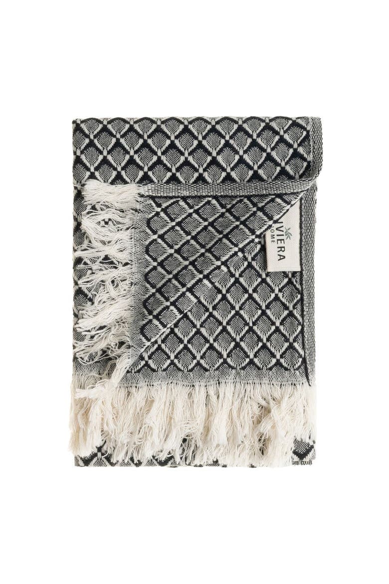 Serenity Grid Turkish Cotton Hand Towel Bundle, Alternate, color, Black