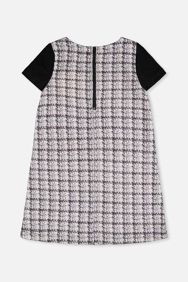 Plaid Milano Jacquard Sleeveless A-Line Knitwear Dress, Alternate, color, Black and White Knitwear
