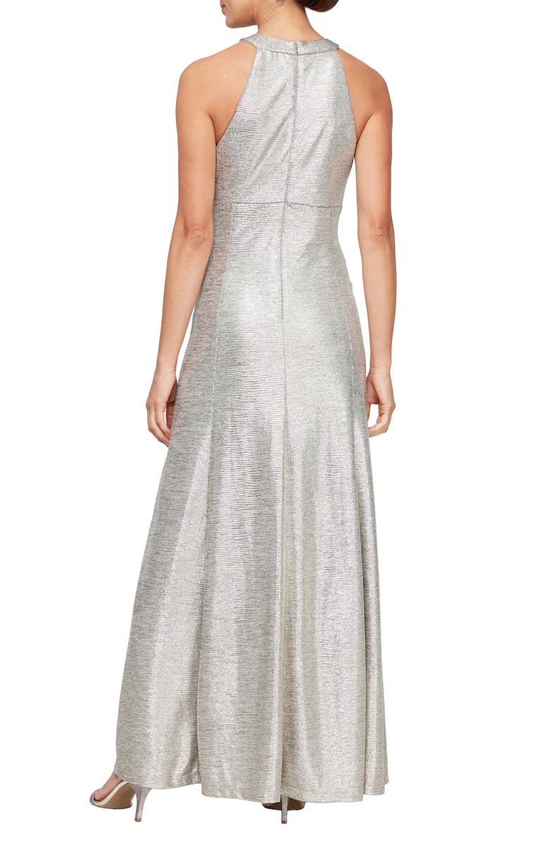 Alex Evenings Metallic Sleeveless Gown, Alternate, color,