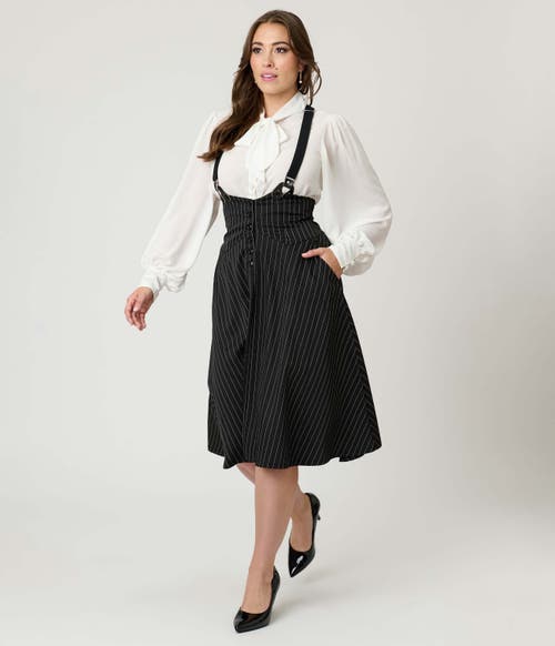 Unique Vintage Plus Size 1950s Suspender Swing Skirt In Black