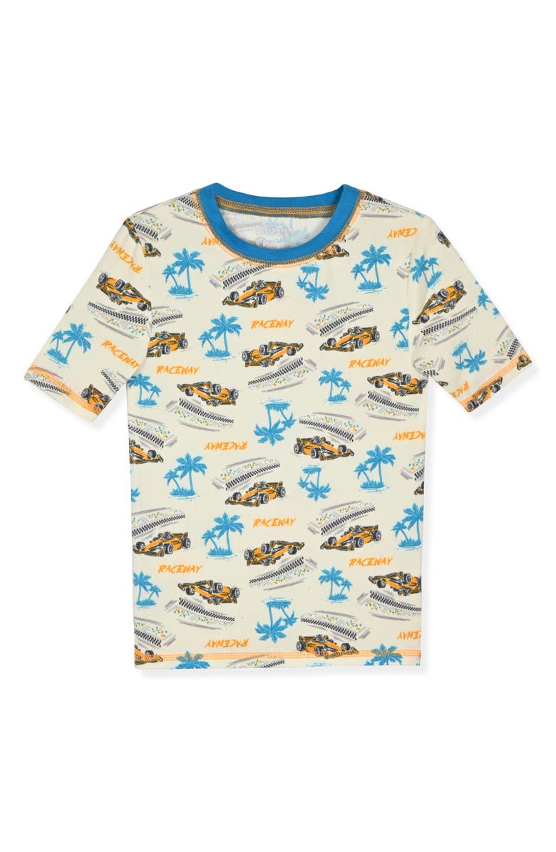 SLEEP ON IT Kids' Print Fitted Short Sleeve Two-Piece Pajamas, Alternate, color, Cream