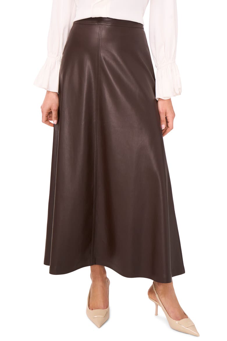 Faux Leather A-Line Skirt, Main, color, ESPRESSO