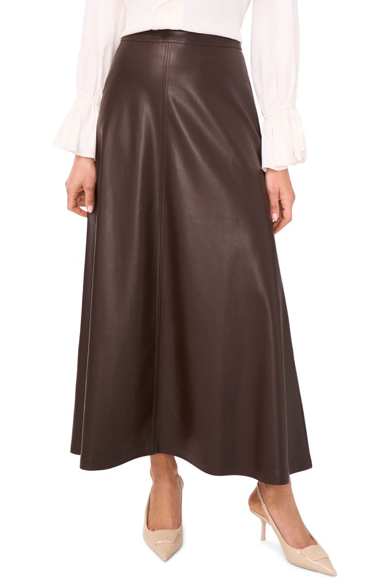 Vince Camuto Faux Leather A-Line Skirt, Main, color, Espresso