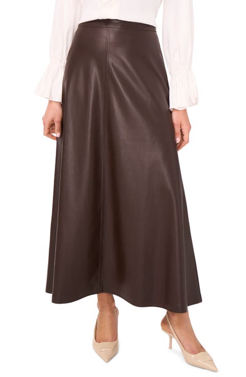 【PORTERNA】rose leather long skirt Bella Rose Faux Leather Midi Skirt | Plus Size | Rose Pink