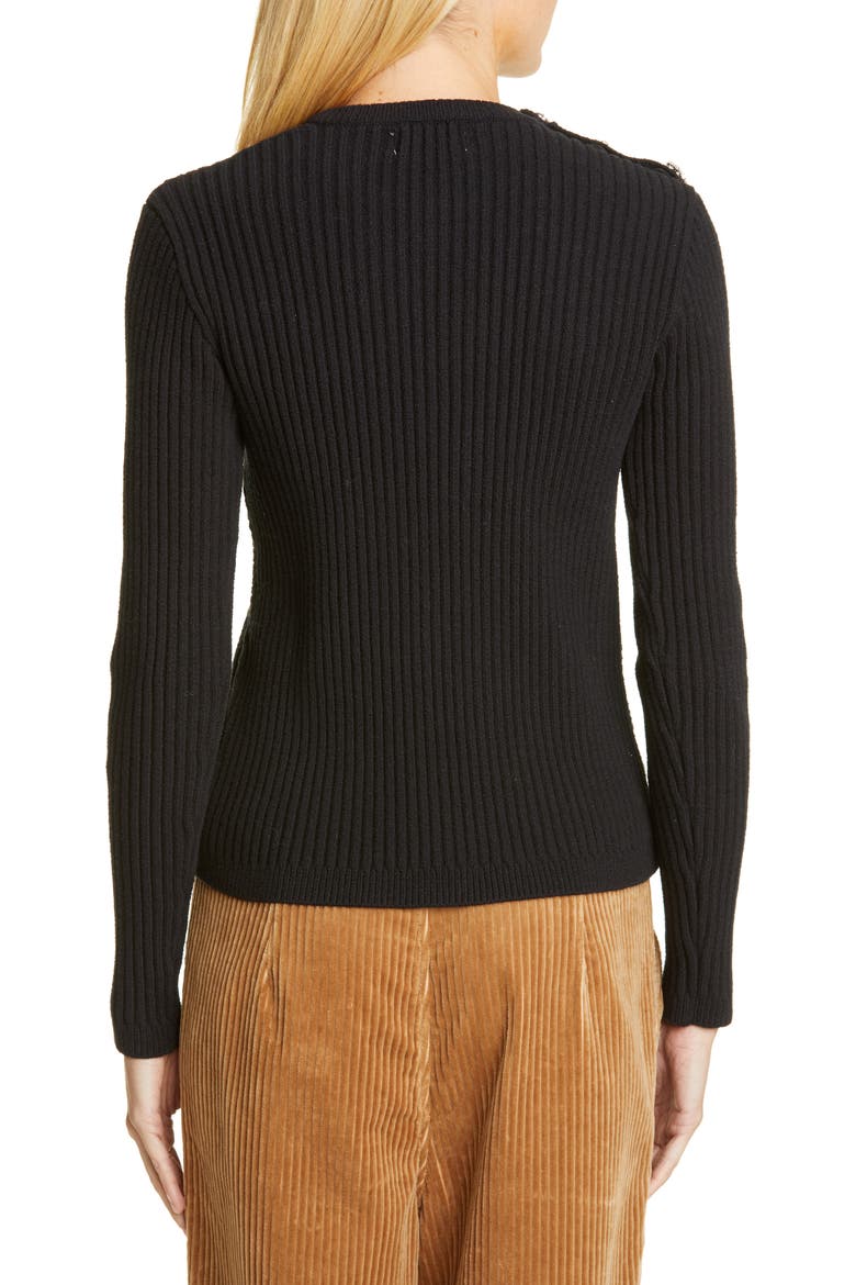 Cotton Blend Sweater, Alternate, color, BLACK