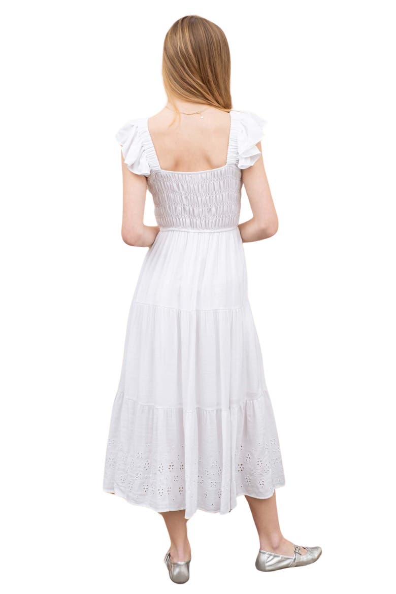 Eyelet Flutter Sleeve Midi Dress, Alternate, color, WHITE