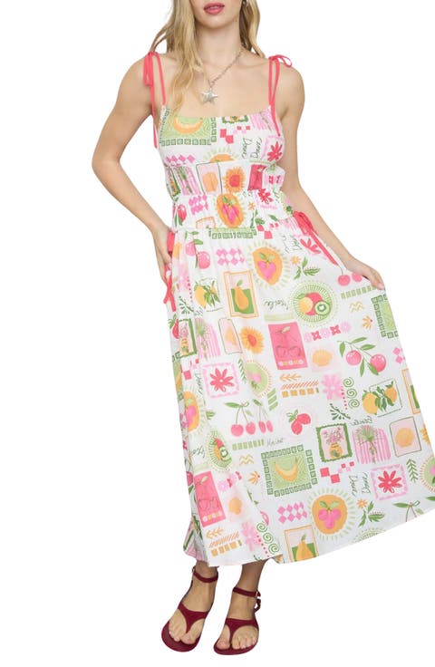 Fruit Patchwork Midi Dress
