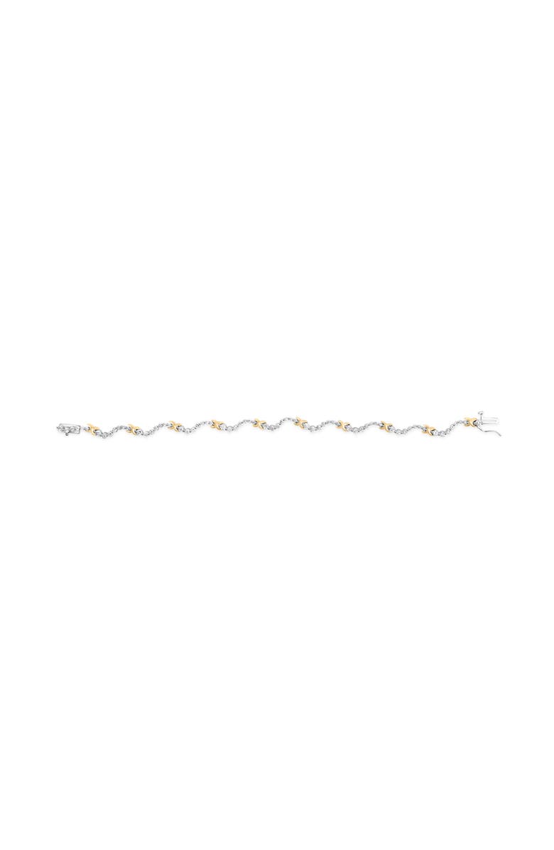 Haus of Brilliance 10K Two-Tone 2.00 Cttw Diamond "X" and Wave Link Bracelet - 7" Inches, Alternate, color, Yellow