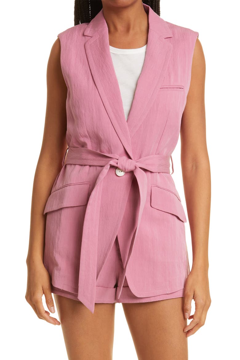 Margot Sleeveless Belted Blazer, Main, color, BLUSH PINK