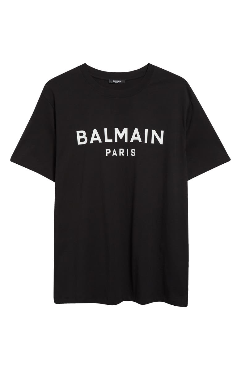 Balmain Logo Cotton T-Shirt, Alternate, color, Eab Black/ White