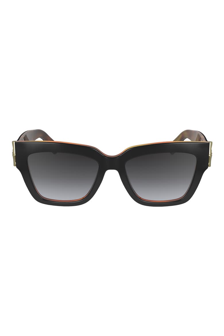 53mm Gradient Modified Rectangular Sunglasses, Main, color, BLACK/HAVANA
