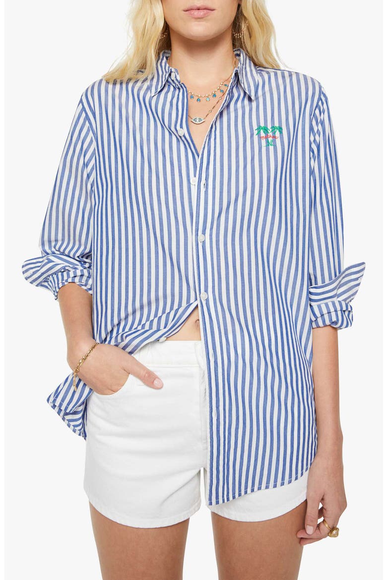 The Bestie Stripe Button-Up Top, Main, color, WHITE/ BLUE STRIPE