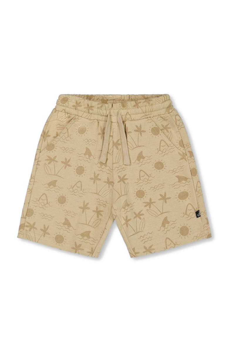 Deux par Deux Baby Boy's Printed French Terry Short Beige With Palm Trees, Main, color,
