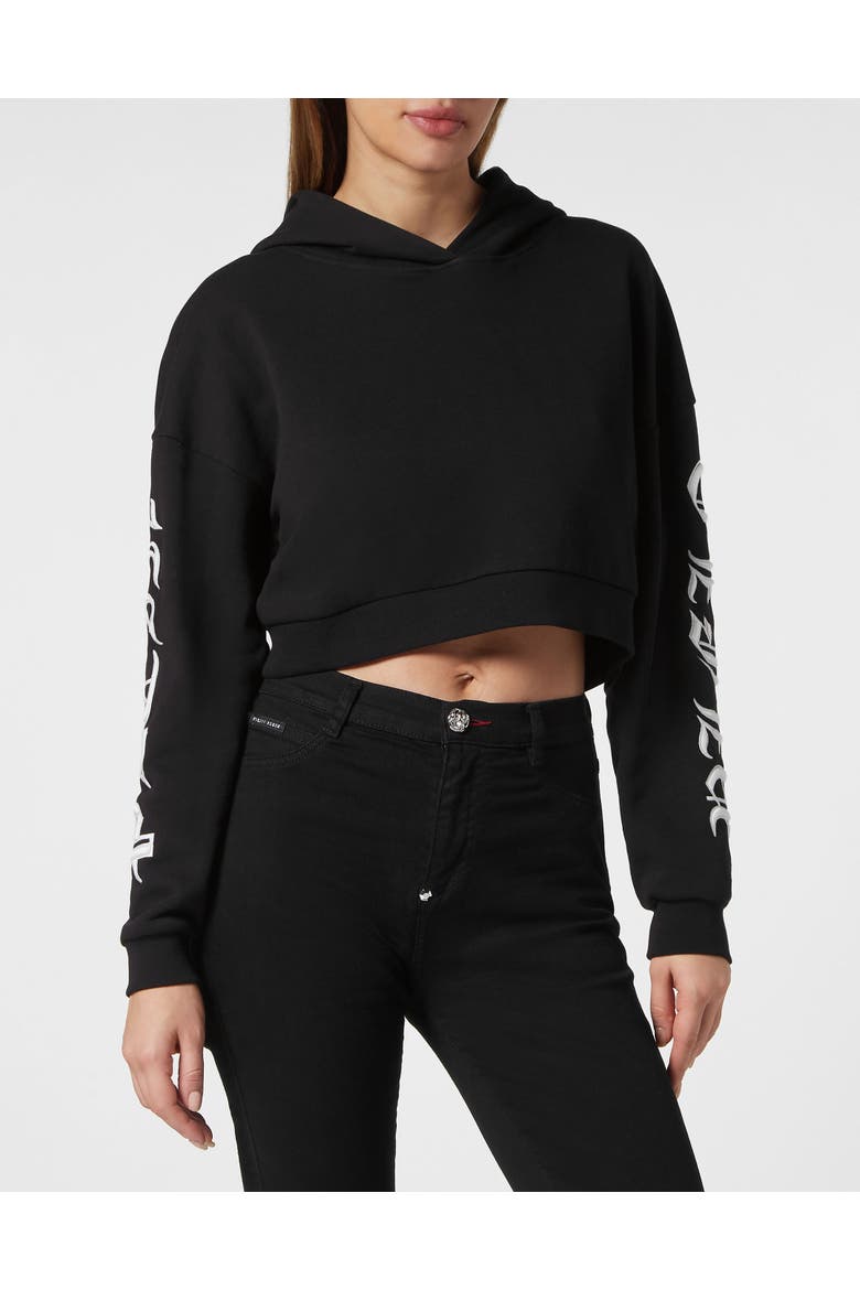 Hooded Sweatshirt Gothic Plein Women, Main, color, black