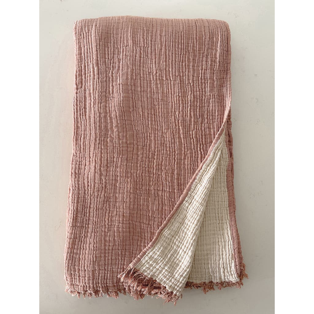Anaya Crinkled Turkish Cotton Oversized Cuddle Blanket In Terracotta